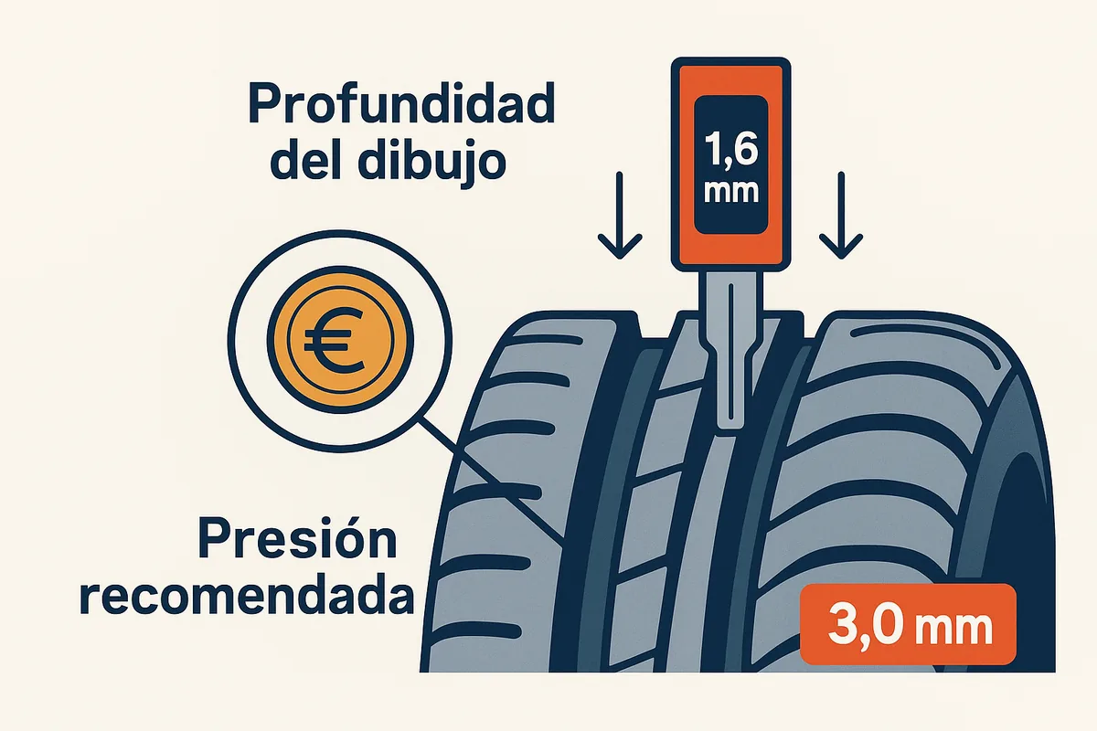 Profundidad del dibujo del neumático: límites y medición